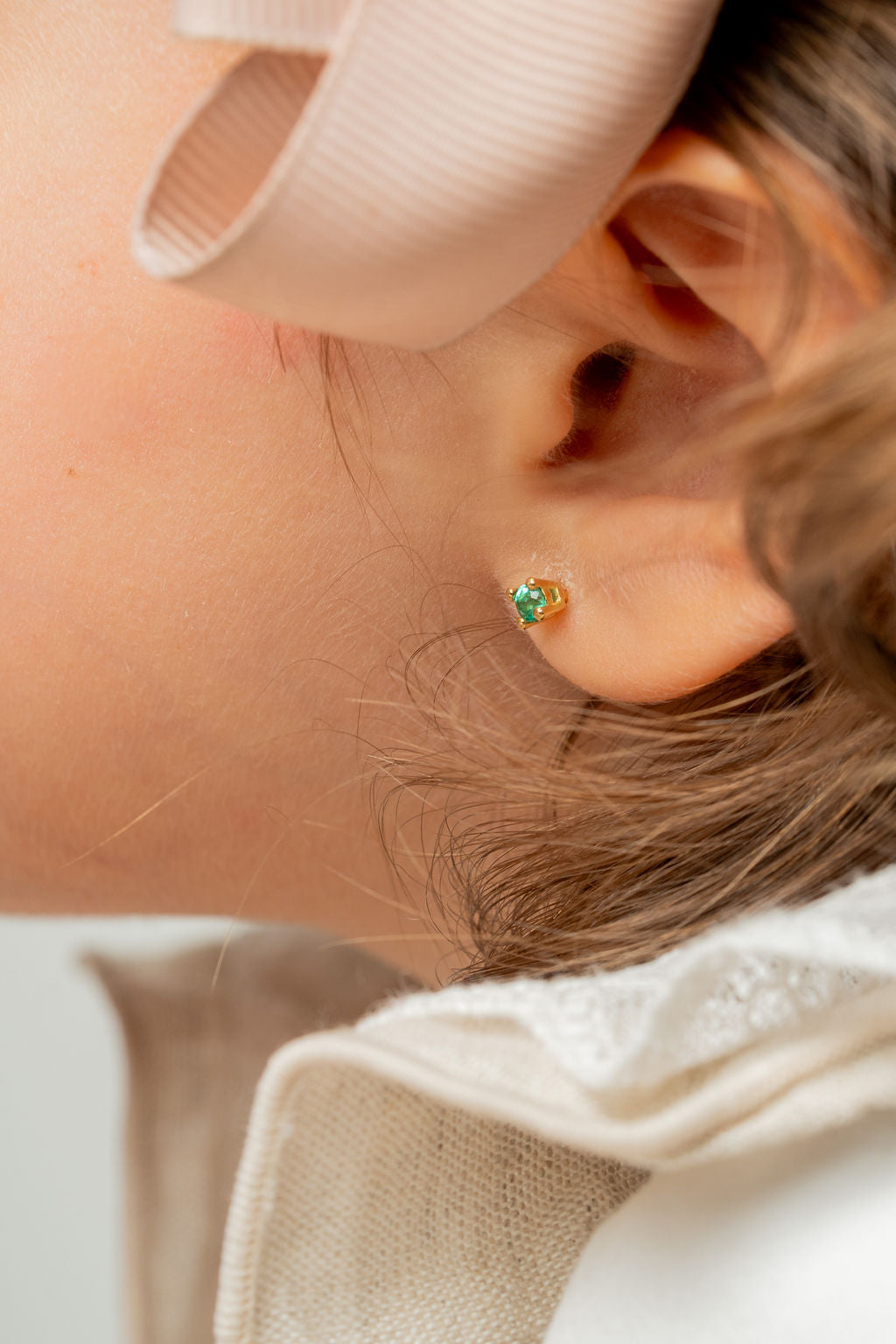 Baby Emerald Studs