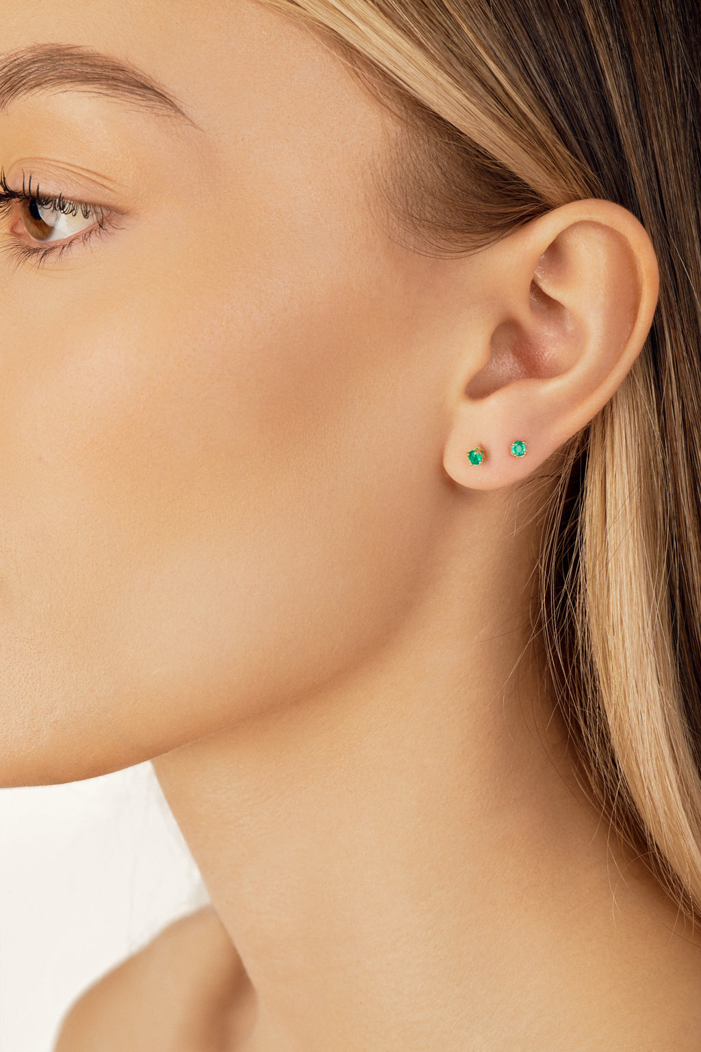 Round Emerald Studs
